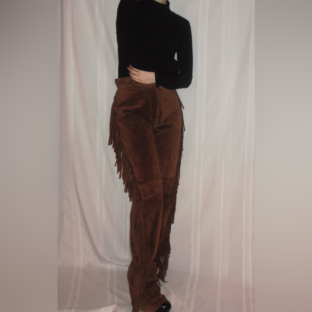 Vintage 1970s Ralph Lauren Suede Fringe Pants